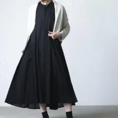 極美品 mizuiro ind ワッシャー加工シャツワンピース ブラック - メルカリ