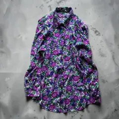 70s 80s 레트로 総柄シャツ 花柄 昭和 레트로 레트로 ポップ 古着
