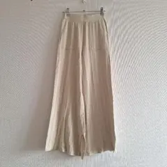 リブワイドパンツ　スリット入り　GU　ジーユー　レディース