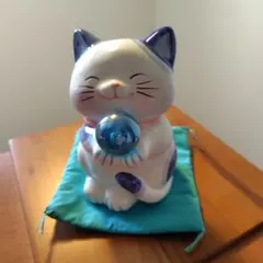 猫貯金箱　青