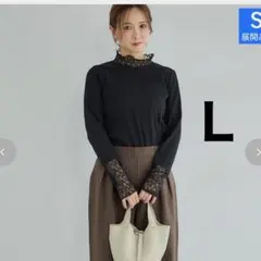 【新品】 mysa closet しまむら レーステレコトップス ブラックL