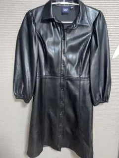 GAP ブラック レザー風 ワンピース
