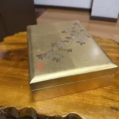 極美品/40年前の当時物】中国ヴィンテージ 宝石箱 白翡翠 彫刻 真鍮