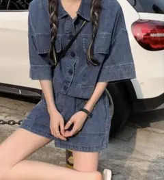 デニム ジャケット ショートパンツ セットアップ