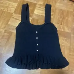 リブ編みブラックキャミソール