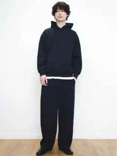 ユニクロC スウェットワイドパンツ/丈長め/ネイビー/L