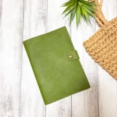 シンプルなスケジュール帳カバー　B6サイズ　グリーン　本革　革　レザークラフト
