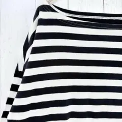 ミュベールワーク ボーダーカットソー ネイビー 36 Sハートパッチボートネックのサムネイル