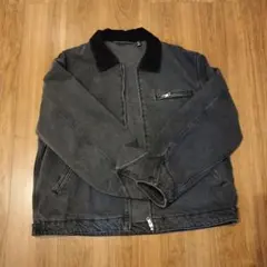 グレー デニムジャケット コーデュロイ襟