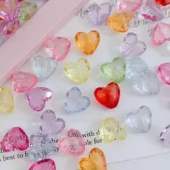 【AB59】アクリルビーズ 多面 ハートビーズ 12mm　60個