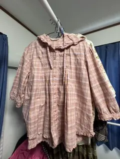 n*m様 ピンクハウス ギンガムチェック ピコフリル使いブラウス - メルカリ