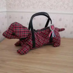 ファミリア ぬいぐるみバック 子犬 チェック柄