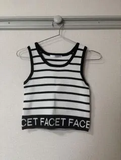RETRO GIRL ロゴ入りリブニットタンクトップ 白黒ストライプ Ｆサイズ