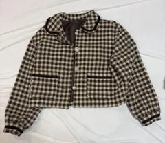 チェック柄 クロップドジャケット サイズF