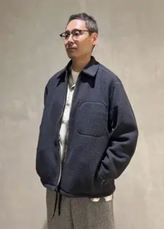 リサイクル ボアフリース シャツブルゾン ブラウンM