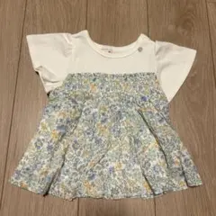 プティマイン 花柄シャーリングドッキングT　90