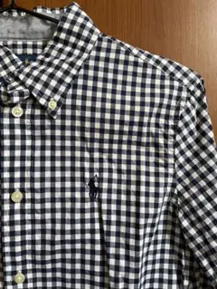 ラルフローレン　スリムフィット シャツ　ギンガムチェック　ネイビー