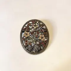 アンティーク調 フラワーブローチ ヴィンテージ ラインストーン レトロ
