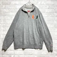 ハーフジップトレーナー スウェット メンズ M ゆるダボ アメカジ ロゴ刺繍