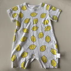 レモン柄ロンパース 半袖ロンパース 80cm フルーツ柄 果物 女の子 男の子