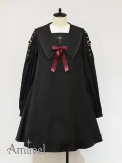 Amavel Spice Cross Heart Aラインワンピース ブラック