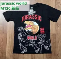 新品M120130ジュラシックワールドロゴプリント黒半袖Tシャツティラノラプトル
