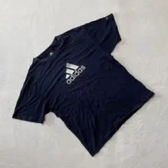 adidas Tシャツ ネイビー ロゴプリント 半袖 コットン Lサイズ