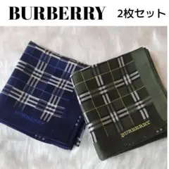 BURBERRY バーバリー ハンカチネイビー グリーン チェック柄