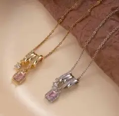 サージカルステンレス ✨czピンクダイヤデザイン 激可愛い♡ネックレス
