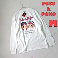 【新品 ペコ＆ポコちゃん】ロンT不二家Mサイズ白色ゆったりシルエット男女兼用