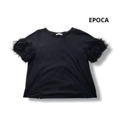 EPOCA トップス Tシャツ ブラック デザイン 袖フリンジ 40