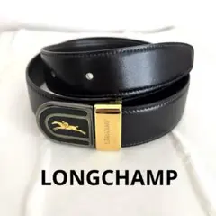 90s Longchamp ロンシャン ベルト ブラック ゴールド ホース 金具 90s Longchamp ロンシャン ベルト ブラック ゴールド ホース