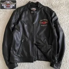 大きめM ハーレーダビッドソン シングルライダースジャケット レザー ブラック