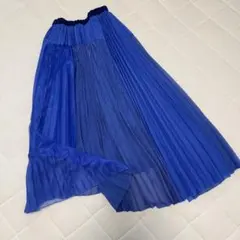 NINE ナイン アシンメトリー プリーツミックススカート ブルー Fのサムネイル