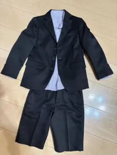 オリバーハウス フォーマルスーツ 黒 ストライプシャツ付き 120cm