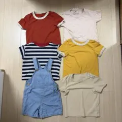 80cm 半袖Tシャツ＆オーバーオール6点セット