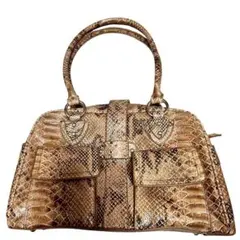 ヘビ革 ゴールド ハンドバッグ