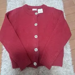 2/28まで値下げ　タグ付新品❤️ビジューボタンお上品ニットカーデ