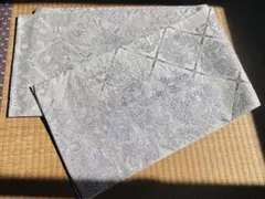袋帯　正絹　銀色