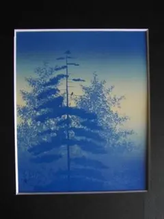 油絵　額付き　千住博　 【　银河夜　】手描き　 F8 油絵 額付き 千住博 F8【 银河の夜 】手描き