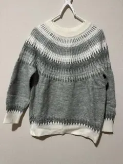 まむら　ノルディック柄　ニット　グレー　レディース　Mサイズ