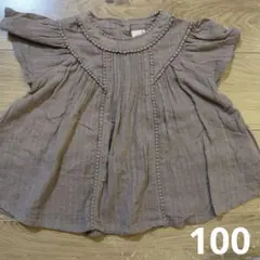 プティマイン 半袖ブラウス 100 ブラウン