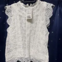 ホワイト レース ノースリーブシャツ