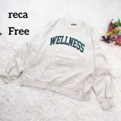 reca　レカ　ロゴトレーナー　薄手　杢グレー　ゆるダボ　ロゴプリント　5699