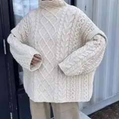 flenフレン　オリジナルハイネック　2way ケーブルニット