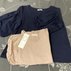 テチチ　SM2 バルーン袖　Tシャツ 2枚セット ベージュ・ネイビー