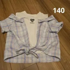 チェック柄半袖シャツ 140