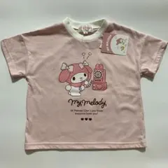 レア　新品マイメロ　電話姿　プリント　半袖Tシャツ　ピンク　ホワイト　95