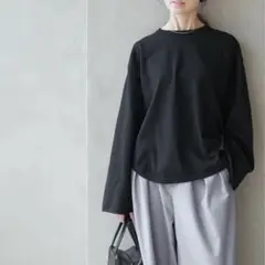 SOLAMONAT（ソラモナ）ペンネ天竺ワイドスリーブプルオーバー　ブラック