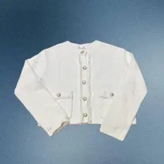 フリンジダブルポケットニットジャケットZ GU ニット　カーディガン 白